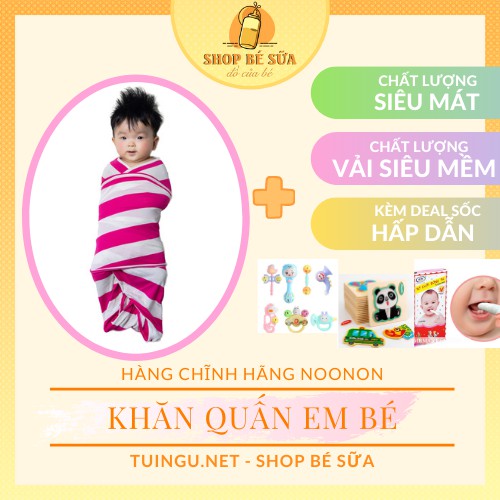 Quấn Chũn 𝑭𝑹𝑬𝑬𝑺𝑯𝑰𝑷  Nhộng Chũn NOONON - Khăn Quấn Mùa Hè Cho Bé Ngủ Ngon, Sâu Giấc, Mát Mẻ - QC01