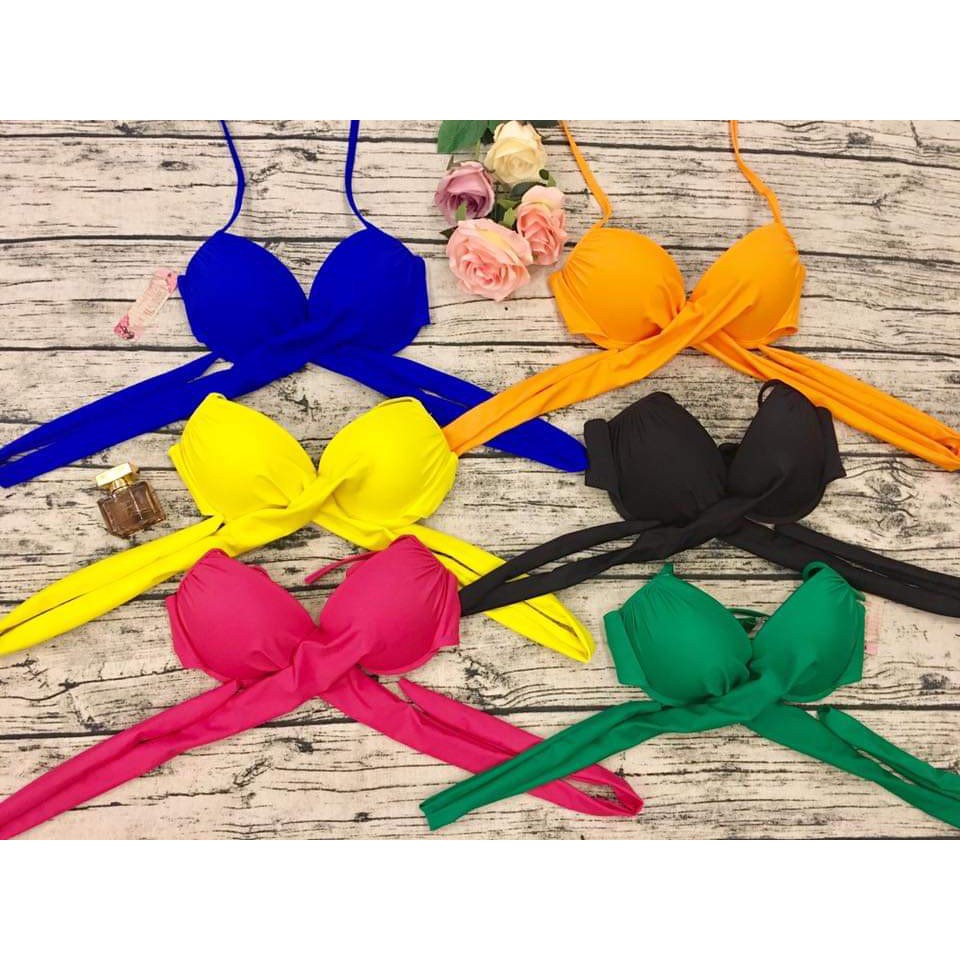 Bikini áo ngưc chéo lẻ (xanh, vàng,trắng đỏ)