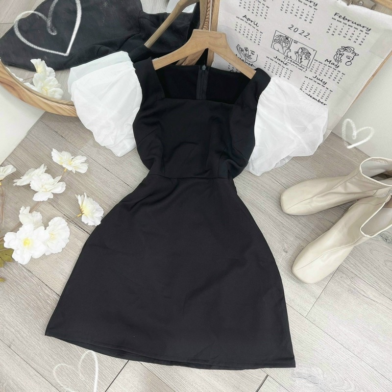 Váy dự tiệc nữ siêu xinh-Hàng chuẩn hotgirl-đầm đen dự tiệc đẹp tay phồng nhẹ nhàng