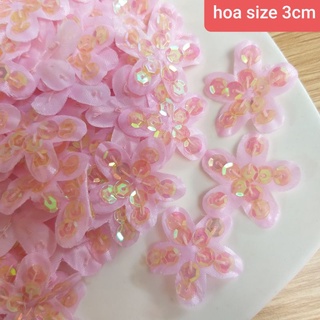 Hoa trang trí thủ công , màu hồng ,size 3cm