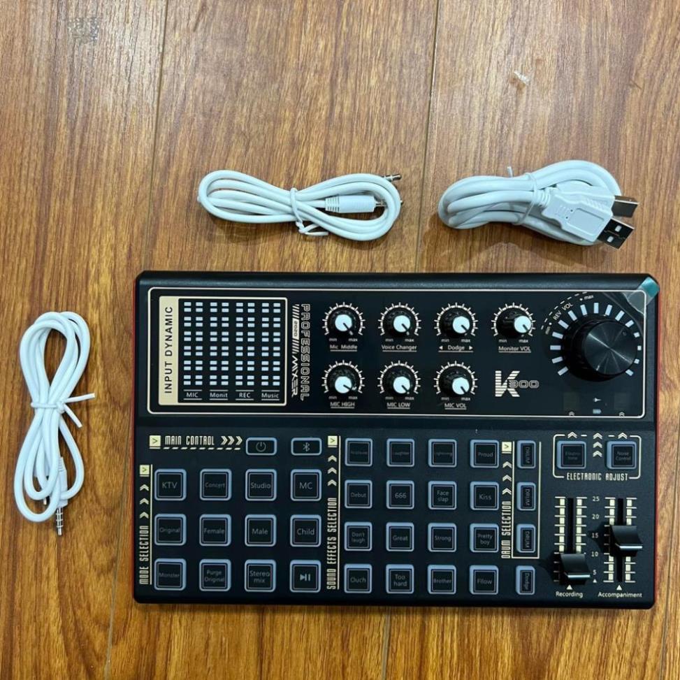 Sound Card Thu Âm Livestream Auto Tune K300-Thế Hệ Mới bluetooth live fb bigo hát karaoke online hơn hơn h9