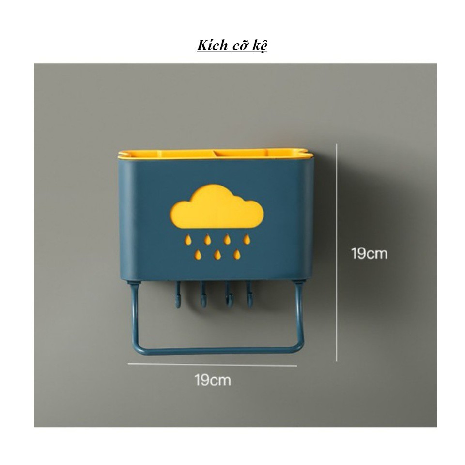 KỆ ĐỂ ĐỒ DÙNG NHÀ BẾP CÓ MÓC TREO KHĂN HÌNH MÂY MƯA