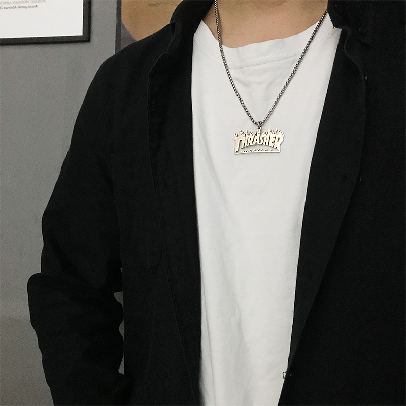 Dây Chuyền Mặt Ngọn Lửa Phong Cách Hip Hop Hàn Quốc