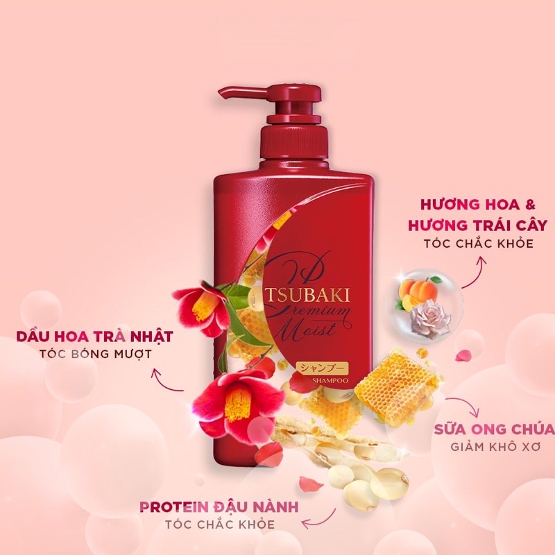 Combo Gội Xả - Dầu Gội Tsubaki Vàng Phục hồi ngăn rụng tóc Premium Repair Tsubaki (490ml/chai)