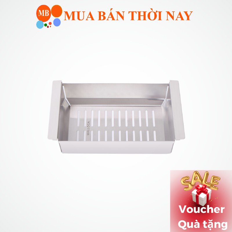 Rổ inox Malloca L 24, khay đựng chậu rửa chén bát đa năng cao cấp, Cam kết inox chuẩn 304 tiêu chuẩn Châu Âu