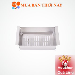 Rổ inox Malloca L 24, khay đựng chậu rửa chén bát đa năng cao cấp, Cam kết inox chuẩn 304 tiêu chuẩn Châu Âu