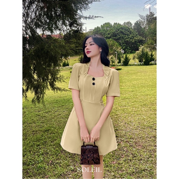 Đầm dáng A chiết eo tôn da che khuyết điểm tốt (Gồm 2 lớp) LUCIE DRESS | BigBuy360 - bigbuy360.vn