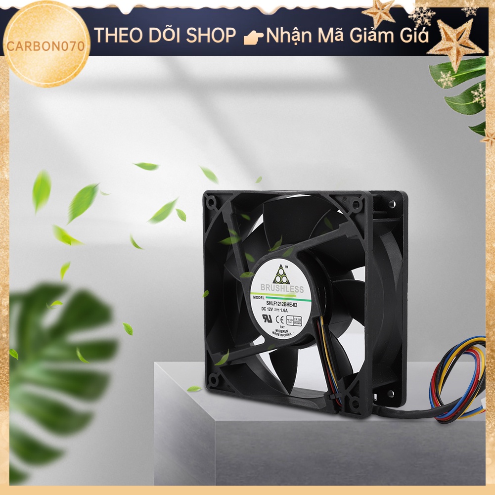 🌟Hàng Sẵn SHLF1212BHE-02 DC12V 1.6A 12CM Điều khiển nhiệt độ PWM Quạt làm mát Máy làm mát Quạt tản nhiệt Fan Case,quay êm, bền【Carbon070】