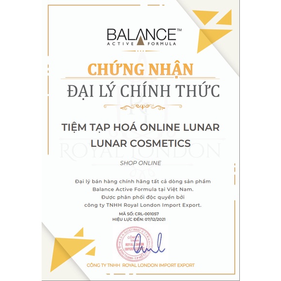 Tinh chất Balance dưỡng ẩm cấp nước chuyên sâu Active Formula Hyaluronic Acid Intense Hydration 30ml