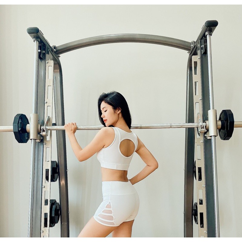 QUẦN SHORT TẬP GYM PHỐI LƯỚI, CẠP CAO