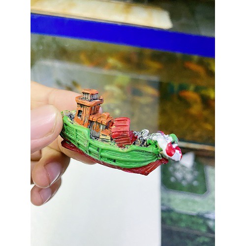 THUYỀN TRANG TRÍ HỒ CÁ NON BỘ 6X3X3CM