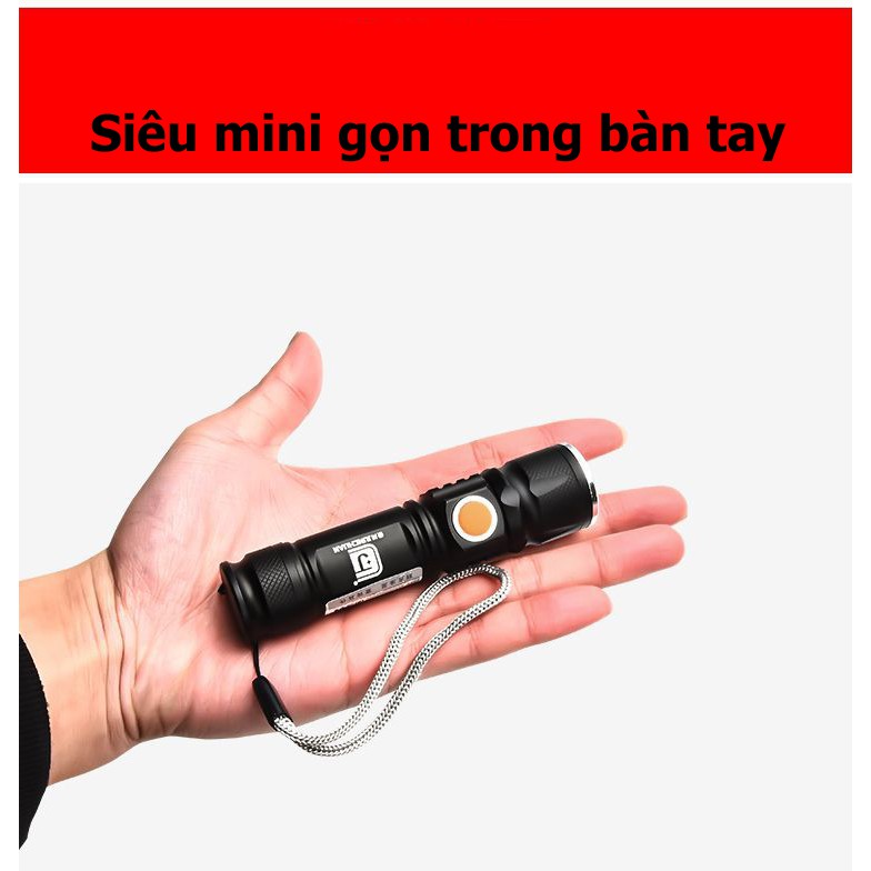 Đèn Pin Siêu Sáng mini T6 Chống Nước Pin Có Thể Sạc tiện dụng
