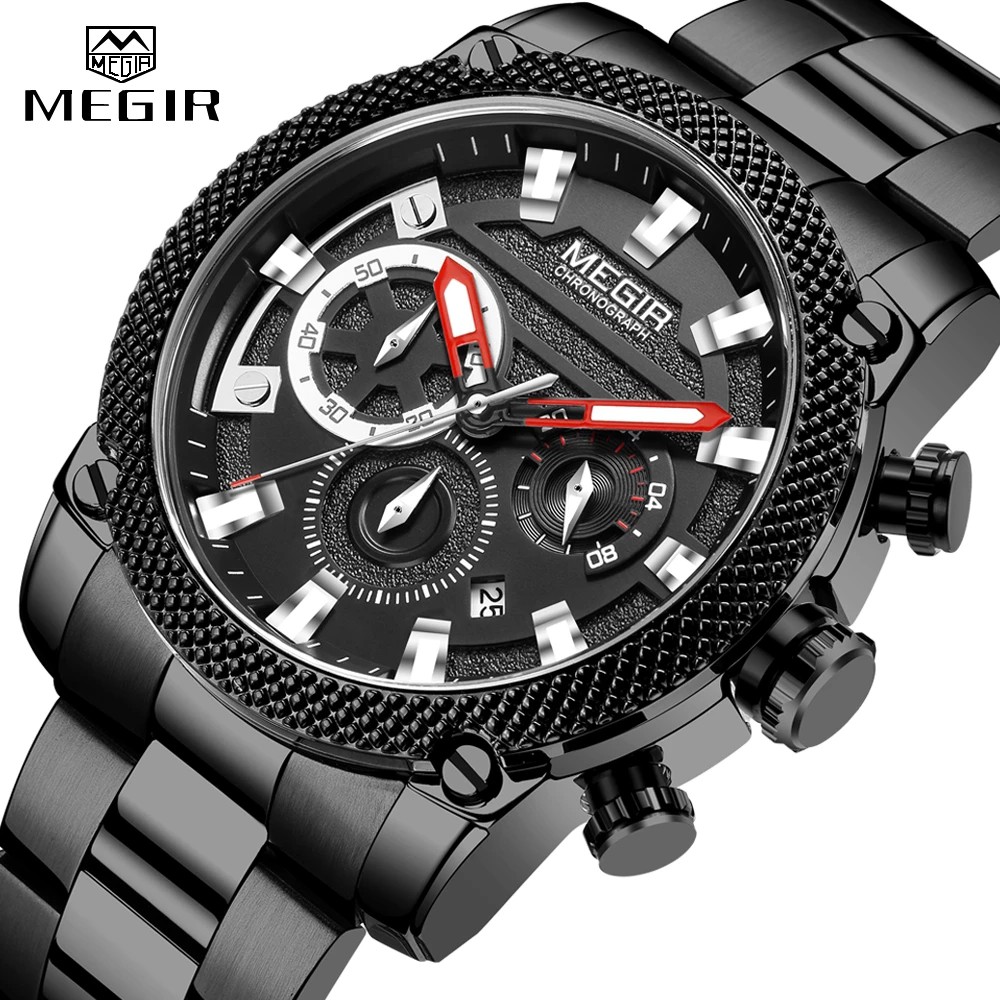 Đồng Hồ Analog Máy Quartz MEGIR 2134 Bằng Thép Không Gỉ Sang Trọng Chống Thấm Nước Dành Cho Nam