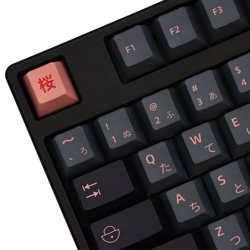 139 Keys JTK Night Sakura Cherry Profile PBT Sublimation Keycaps for 61/64/68/87/98/980/104/108 Keyboard with Sub Legend