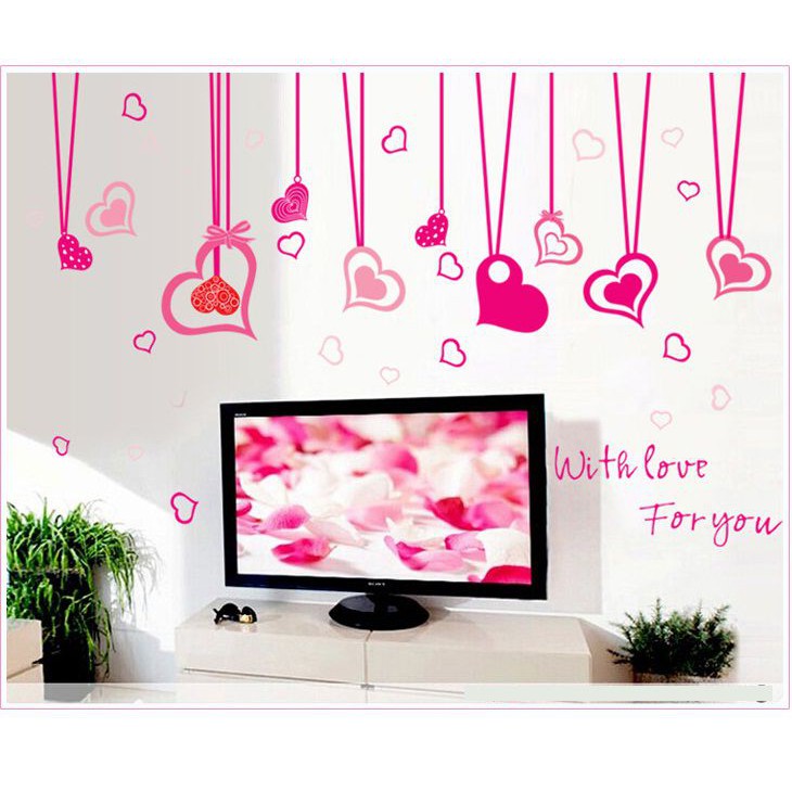 Decal dán tường phòng ngủ [FREESHIP] màu hồng Combo Kitty dễ thương Amyshop