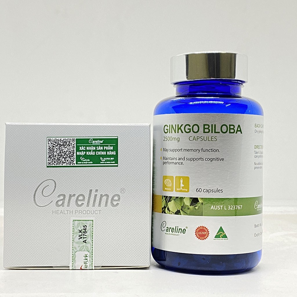 Careline Ginkgo Biloba 2500mg hộp 60 viên - Viên uống cải thiện trí não