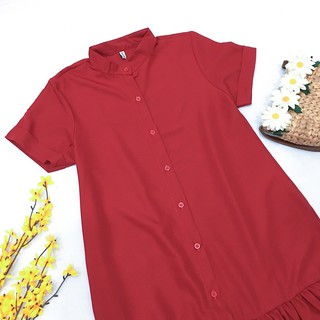 Đầm váy freesize đỏ đuôi cá cổ trụ