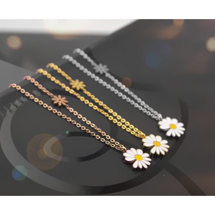 DÂY CHUYỀN TITAN HOA CÚC CÁCH ĐIỆU HÀN QUỐC TN140 siêu đẹp, bền màu, chuẩn thời trang