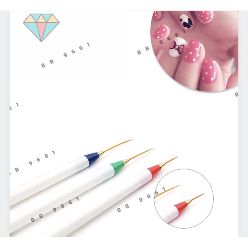 bộ 3 cọ râu vẽ nail
