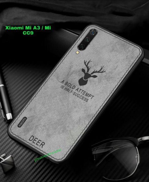 Ốp lưng Xiaomi Mi A3 / Mi CC9e vải mềm vân đầu hươu cao cấp