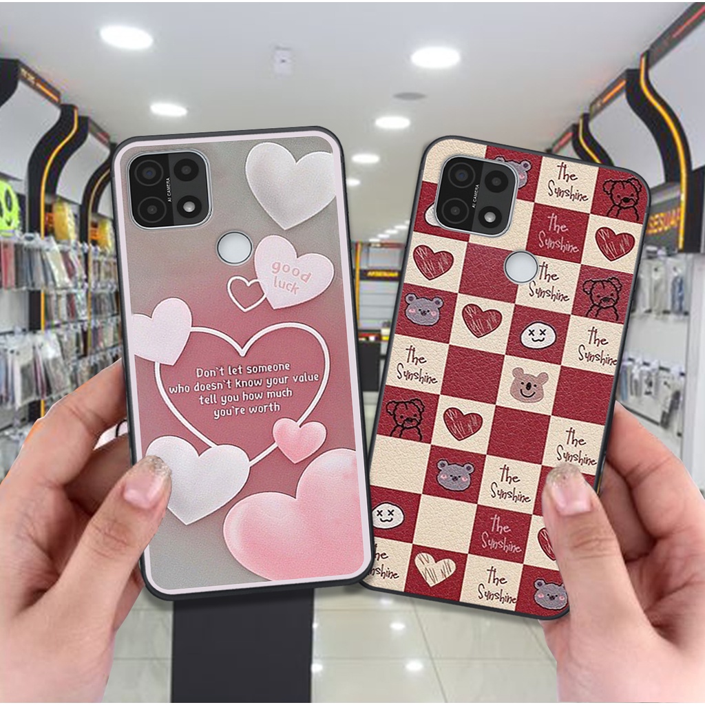 Ốp Oppo A15 / A15s in hình trái tim caro đen trắng , hồng cute xinh xắn dễ thương