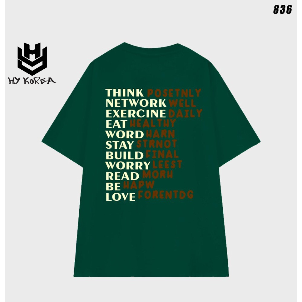 Áo phông form rộng nam nữ tay lỡ Nhiều chữ 836 HY KOREA
