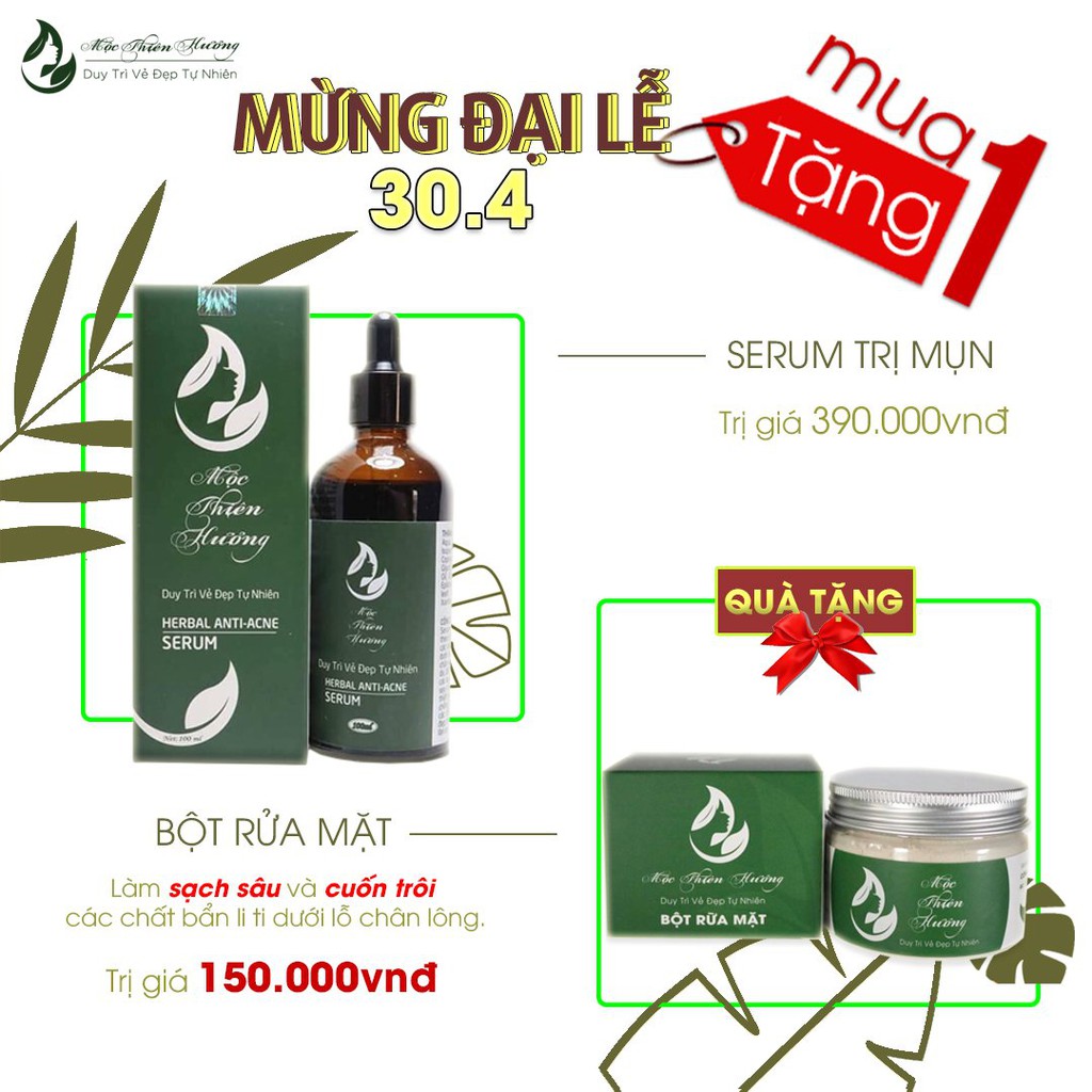 Serum Hết Mụn, Sạch Thâm, Tái Tạo Da | Herbal Anti Acne Serum 100ml Mộc Thiên Hương