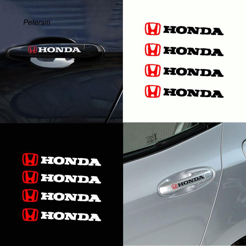 Set 4 miếng decal phản quang dán trang trí xe ô tô Honda