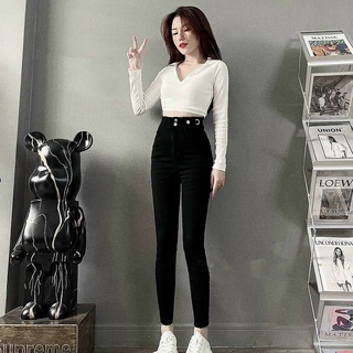 Quần jean nữ co giãn, quần bò lưng cao 9 tấc dáng ôm body cạp cao nhiều mẫu Bi_shop 173 ms520