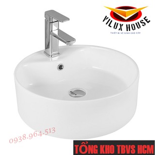 CHẬU LAVABO SỨ TRÒN ĐẶT BÀN - CÓ GẮN VÒI VL-2012