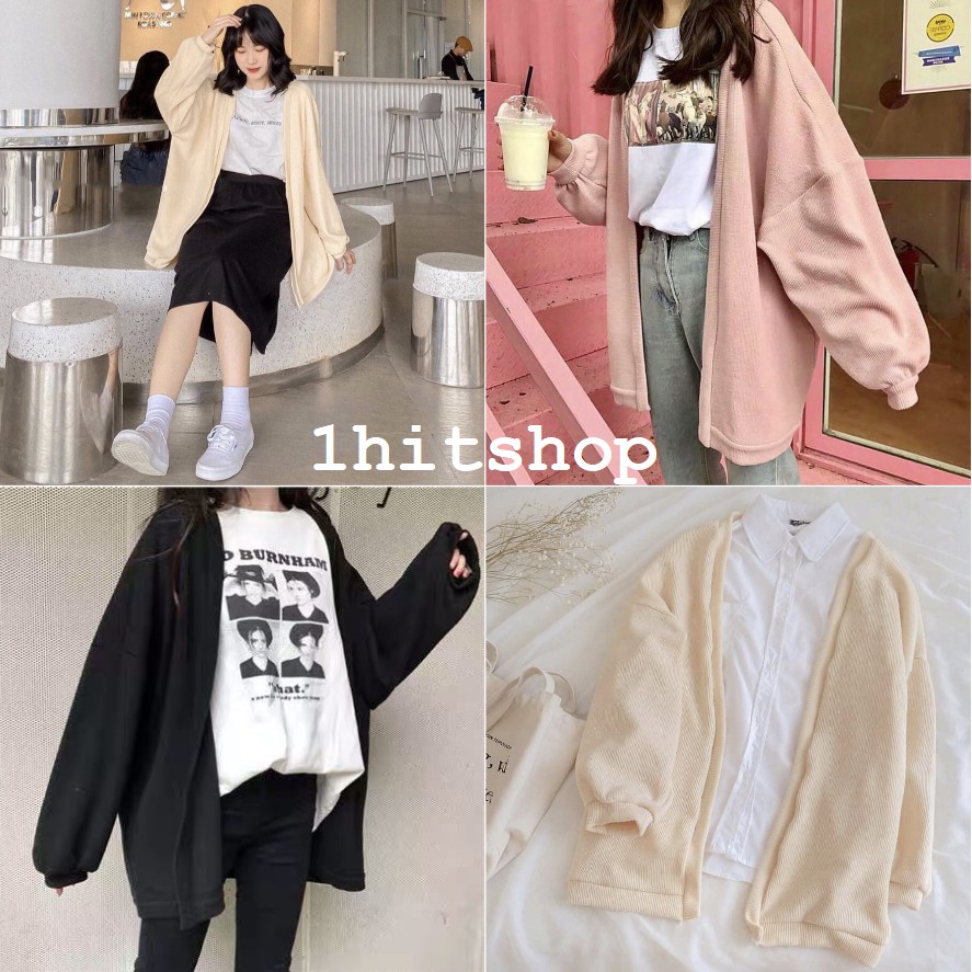 Áo Cardigan TRƠN 2 MÀU Ulzzang Unisex (Mix được 2 Kiểu) 1hitshop