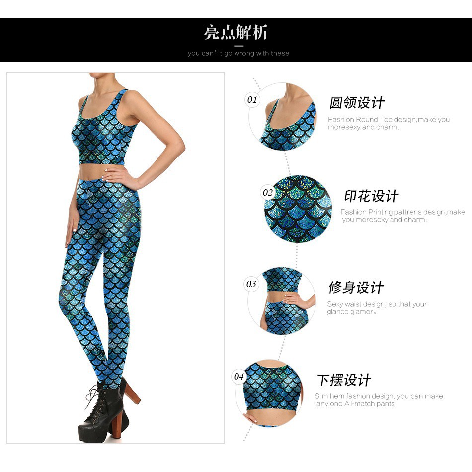 Quần legging họa tiết vảy cá cho nữ