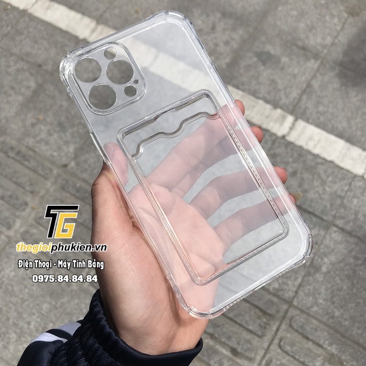 Ốp lưng dẻo trong suốt chống sốc iPhone 12 Pro, iPhone 12 Pro Max có ngăn cài thẻ