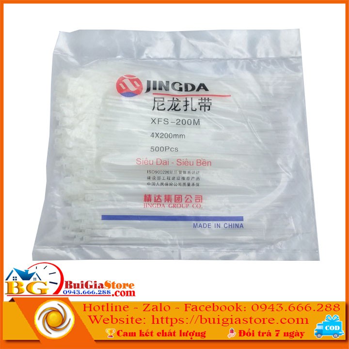 Gói 500 dây thít nhựa 4x200mm (lạt buộc nhựa, dây rút)