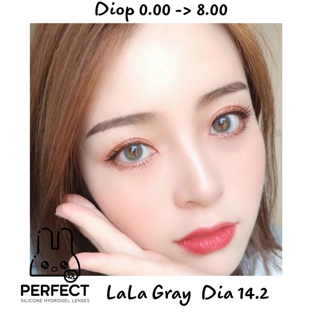 Lens ẢNH MẮT THẬT , Kính Áp Tròng LALA GRAY Có Độ Cận và Không Độ , DIA 14.2 M , Cho Mắt Nhạy Cảm Giá Sale