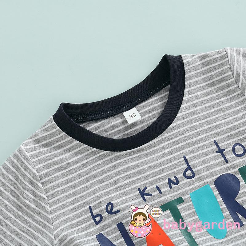 Set Áo Thun Tay Ngắn &amp; Quần Short Sọc Ngang Cho Bé Trai 1-6 Tuổi