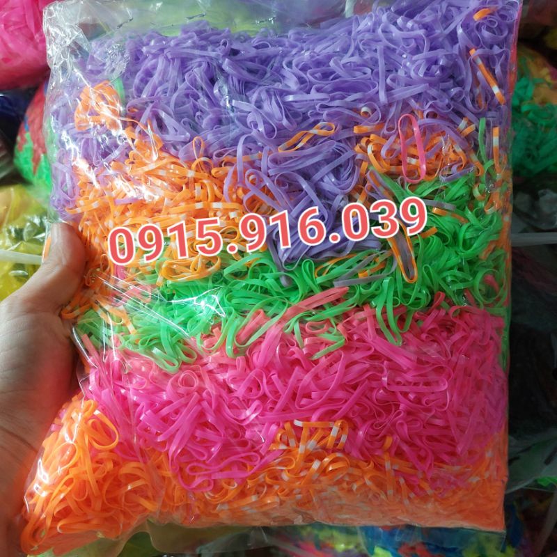 Thun buộc tóc bản nhỏ, 500 gram Chun Màu Cột Tóc Sợi Nhỏ