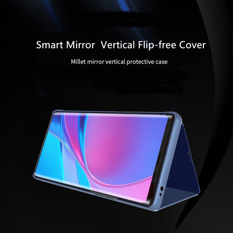 Bao da LG Ốp lưng điện thoại dạng gương LG V60 ThinQ 5G vỏ BẢO VỆ Clear Smart Mirror View Flip Leather Case Stand holder Hard Protection shell Cover