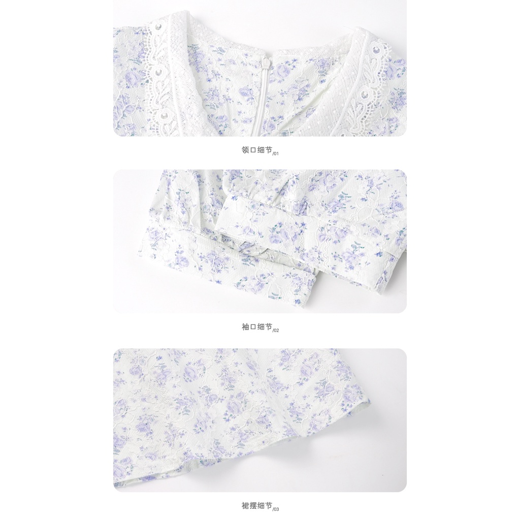 Đầm voan ZHELIHANGFEI hoa ngắn tay thời trang cao cấp dành cho nữ