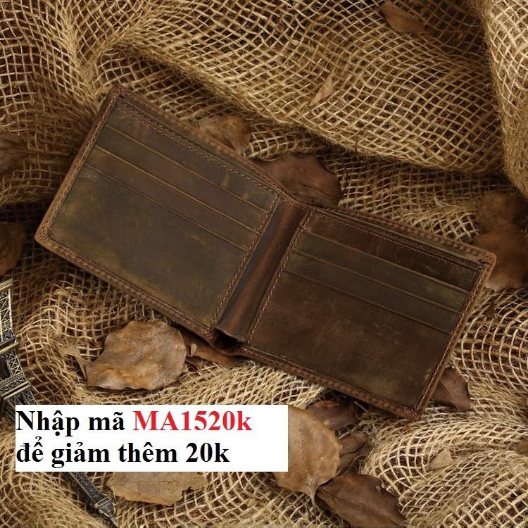 [Ví da Thật] Ví nam da sáp ngựa điên