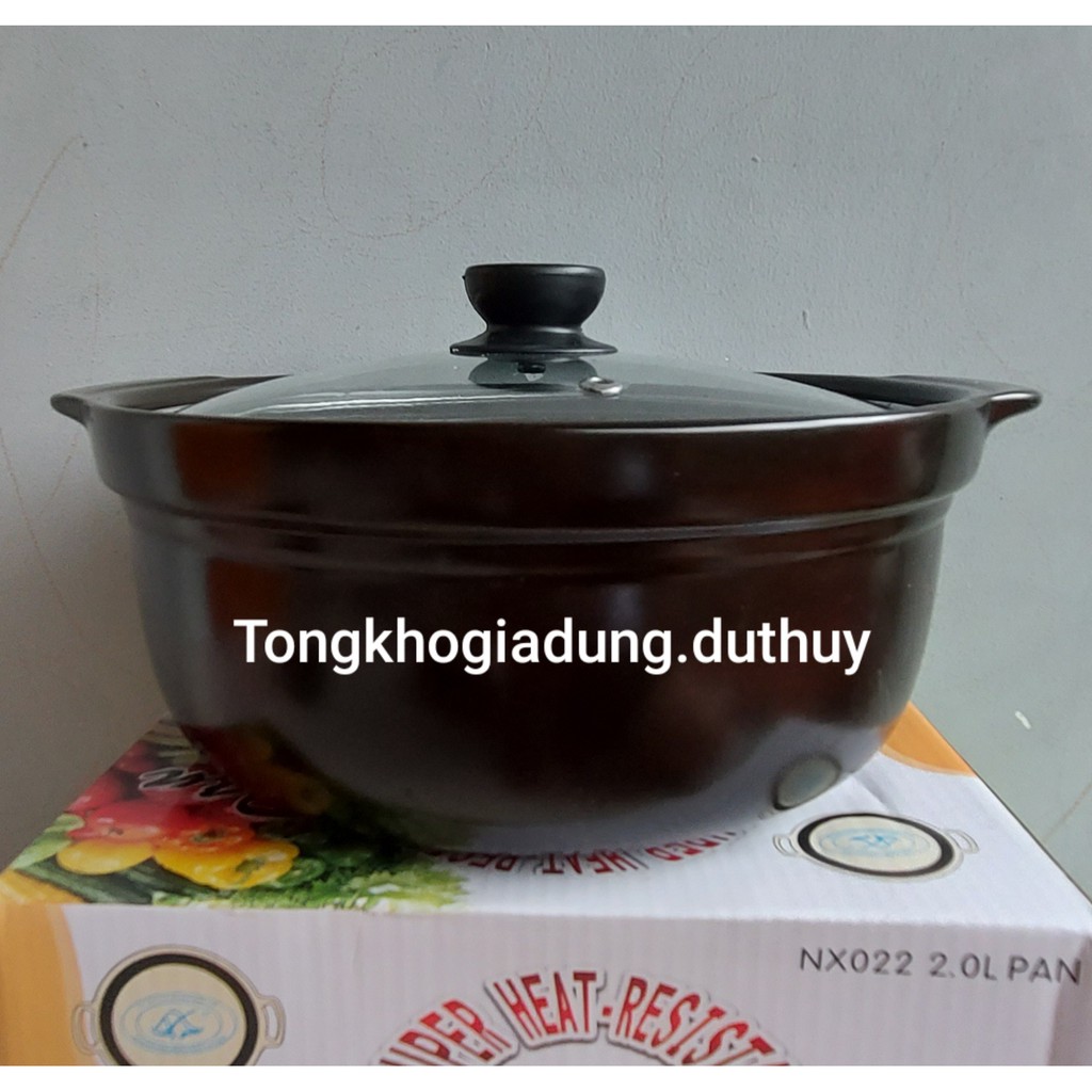 Nồi đất kho cá 2.5 lít nắp kính, chất liệu đất nung cao cấp, dùng được trong lò vi sóng, chịu nhiệt -20 đến 400 độ C