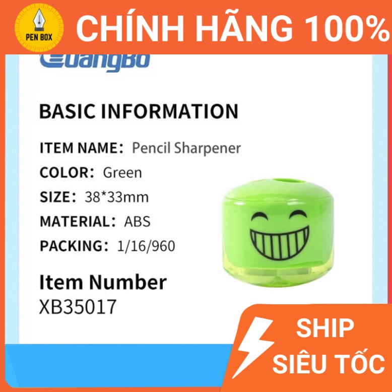 Gọt chì mini 2 lỗ hình mặt cười đáng yêu GuangBo XB35017, LOAI 1, LOẠI TỐT BỀN BỈ KHÔNG ĐỘC HẠI (1 Chiếc )) , Penbox