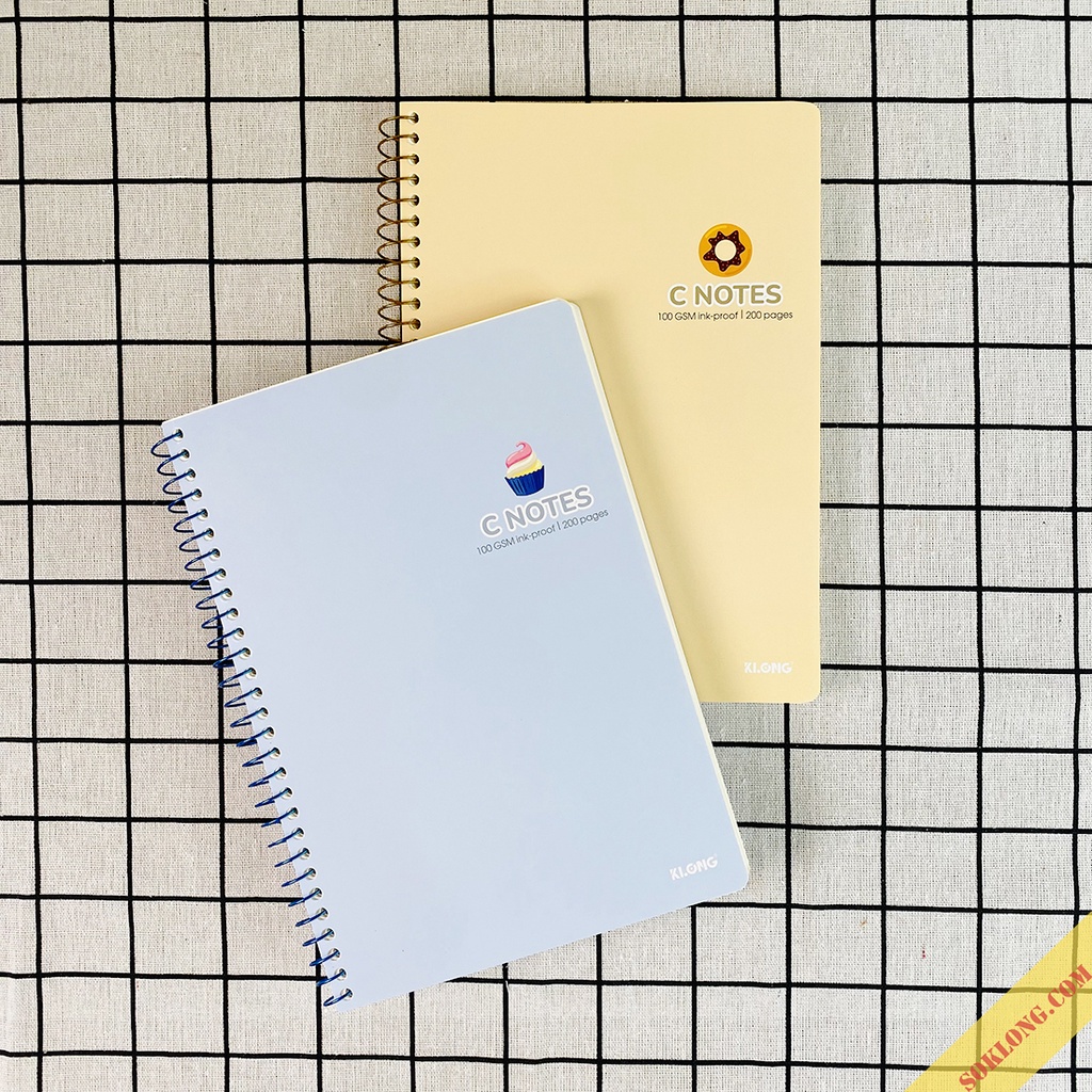 Vở note cornell B5 200 trang bìa nhựa lò xo đơn C Notes ruột dot và caro (6x6)mm SoKLONG, tập sổ Klong MS 588