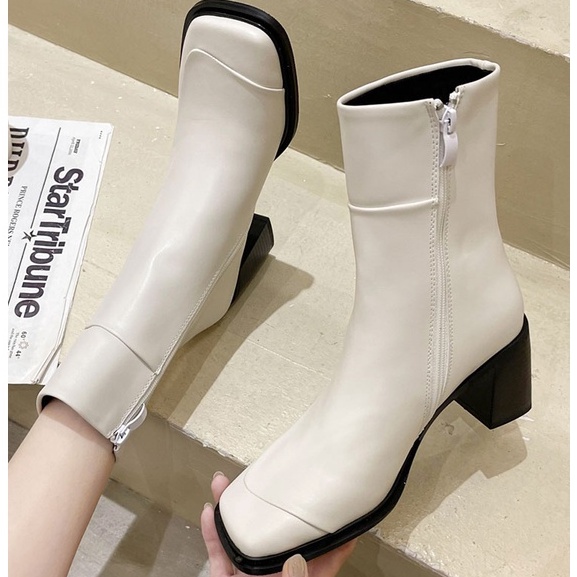 Boot nữ cổ cao YIMI chất liệu da PU cao 7cm cho mùa thu
