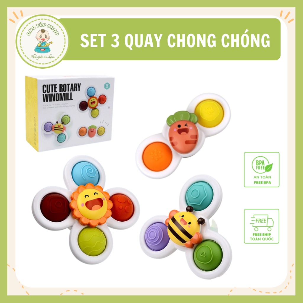 Đồ chơi set 3 con quay chong chóng dính tường cho bé kích thích thị giác và phát triển trí tuệ