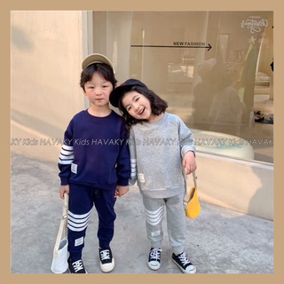 [7-20kg] Bộ Thể Thao Chất Cotton Kẻ Sọc Cá Tính Thu Đông Cho Bé Trai Bé Gái, Quần Áo Trẻ Em Havaky Kids - BC005