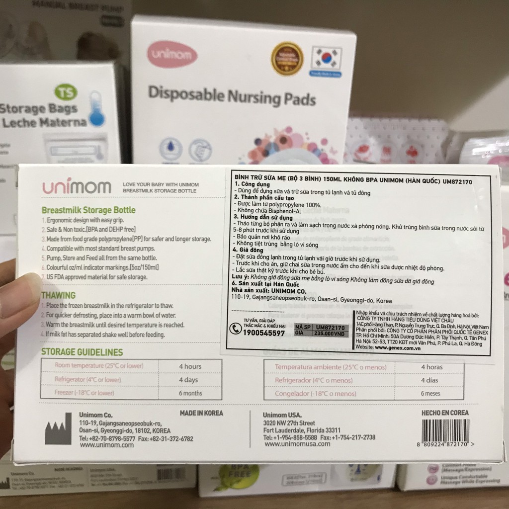 Bình trữ sữa Unimom Hàn Quốc