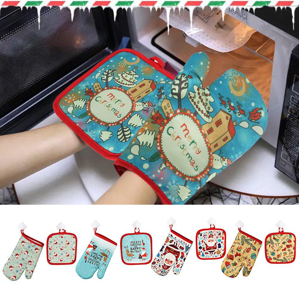 Set 2 Thảm Lót Trang Trí Bánh Chống Nóng Họa Tiết Giáng Sinh