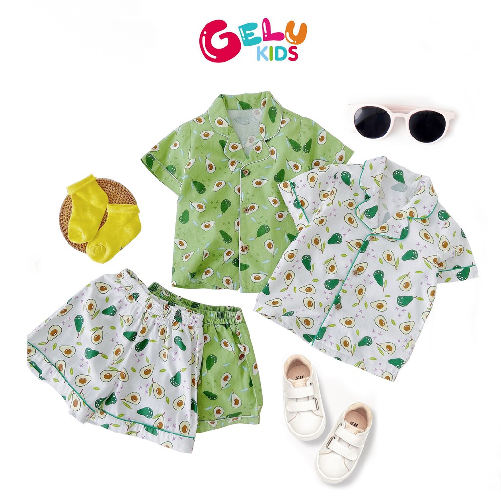 Pijama cho bé, Bộ pijama GELU KIDS họa tiết quả bơ dễ thương chất liệu thô mềm mát  - SBU003