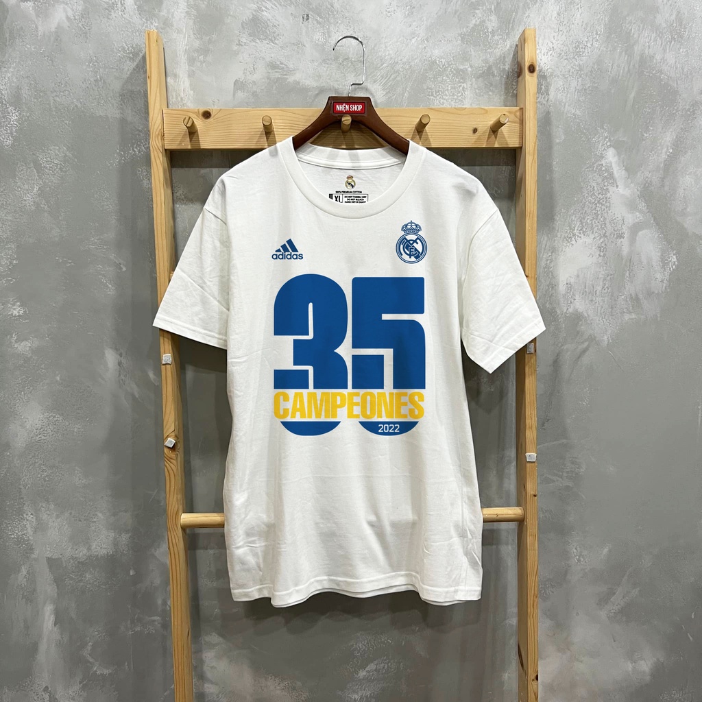 ÁO THUN THỜI TRANG CLB BÓNG ĐÁ REAL MADRID ĂN MỪNG VÔ ĐỊCH LA LIGA 35 CAMPEONES